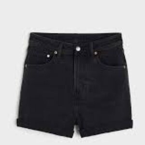 Black Denim Mom Shorts